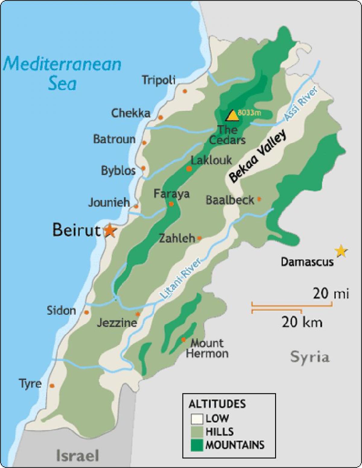 карта на Либан клима
