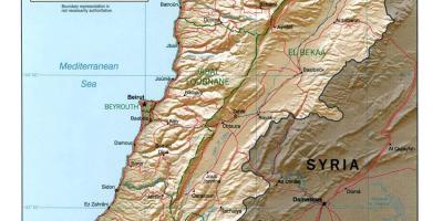 Карта на Либан топографски