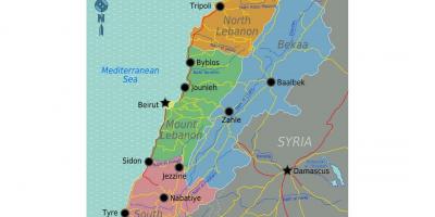 Карта на Либан туристички